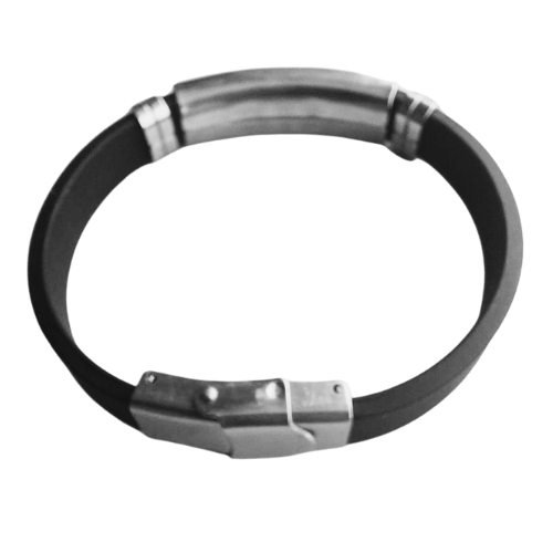 Pulseira Aço Inox e Silicone Placa Lisa