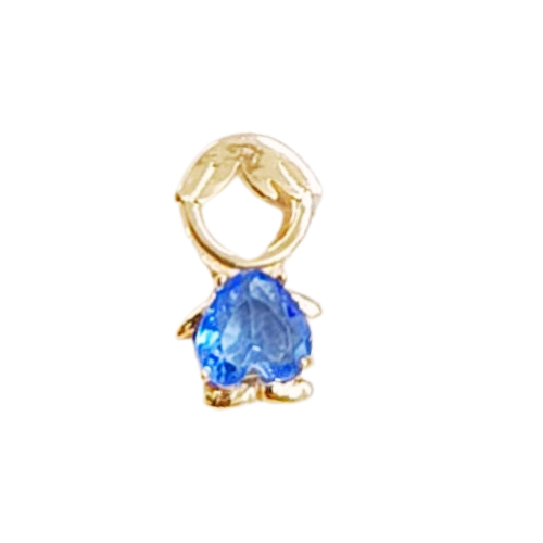 Pingente Dourado Passante Menino Safira