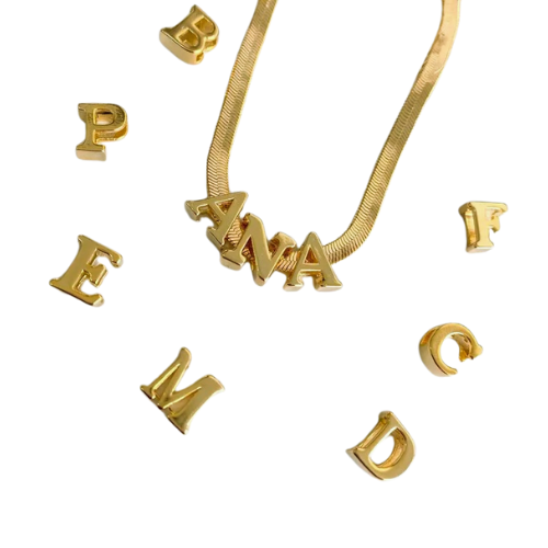 Pingente Dourado Passante Letra Inicial