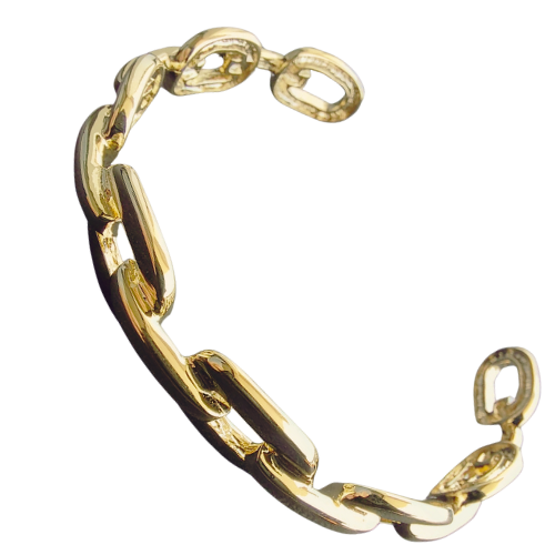 Bracelete Dourado Rígido Estilo Elo de Corrente