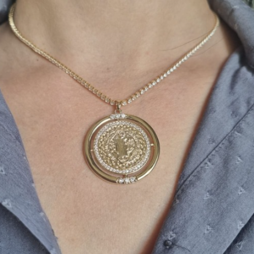 Colar Riviera Dourado Medalha São Bento