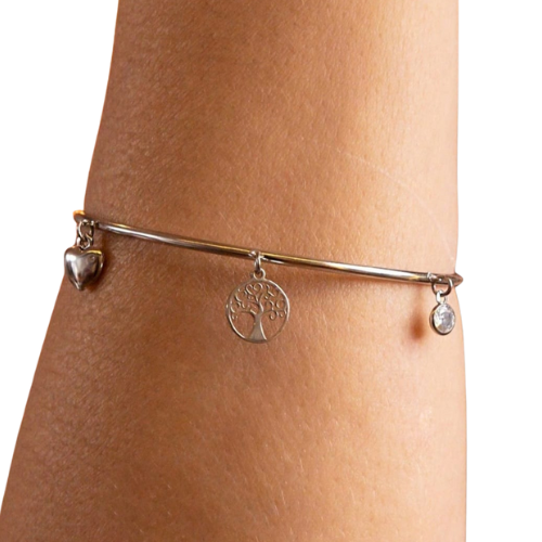 Bracelete Aço Inox Fio Red Com Pingentes