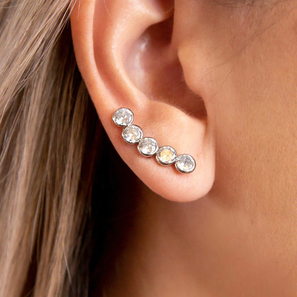 Brinco Aço Inox Ear Cuff 5 Pedras
