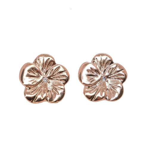Brinco Dourado Flor Com Ponto De Luz