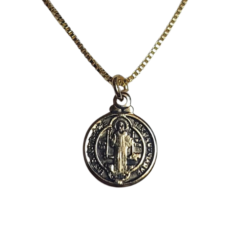 Colar Dourado Com Medalhinha São Bento