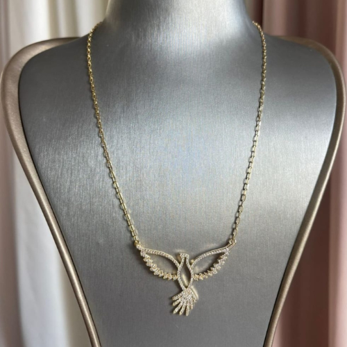 Colar Dourado Com Pingente Divino Espírito Santo