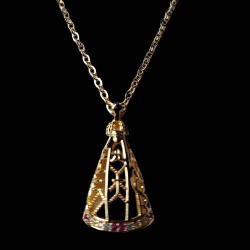 Colar Dourado Nossa Sra. Aparecida Pingente Vazado