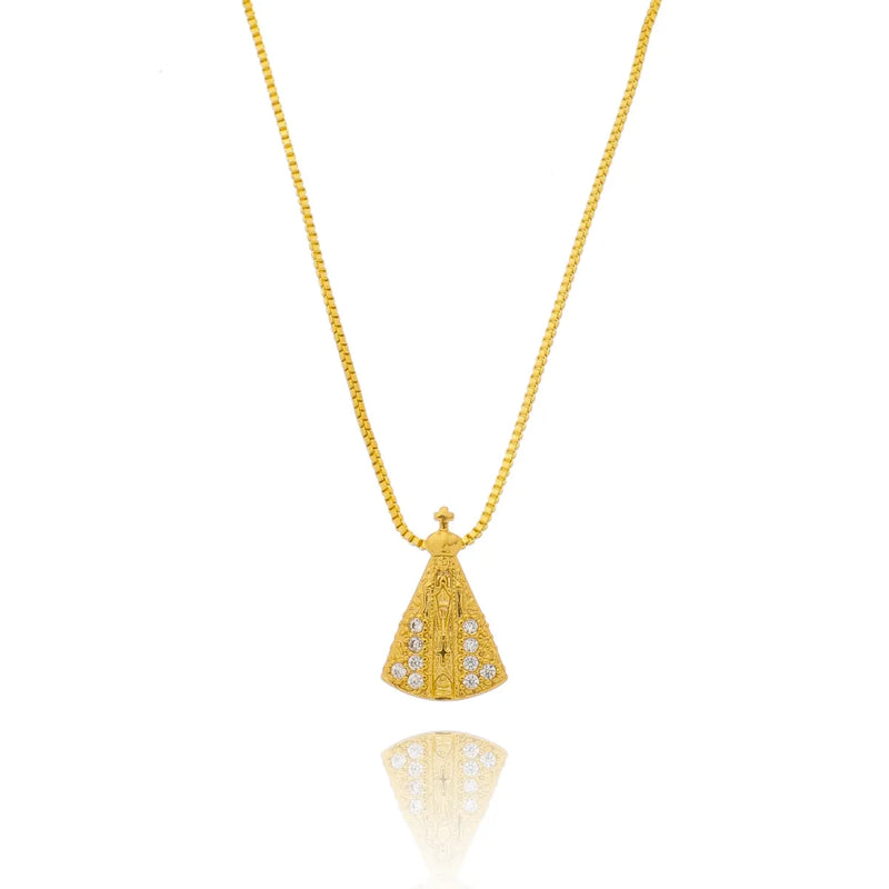 Colar Dourado Pingente Nossa Sra. Aparecida