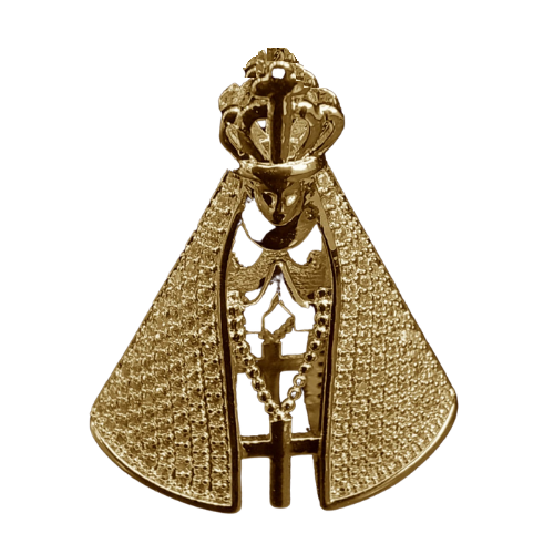 Choker Dourada Aro Rígido Fio Redondo Pingente N. Sra. Aparecida